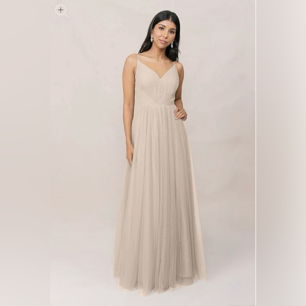 Revelry Penelope Chiffon Bridesmaid‎ Dress - Champagne- Size 4 Petite